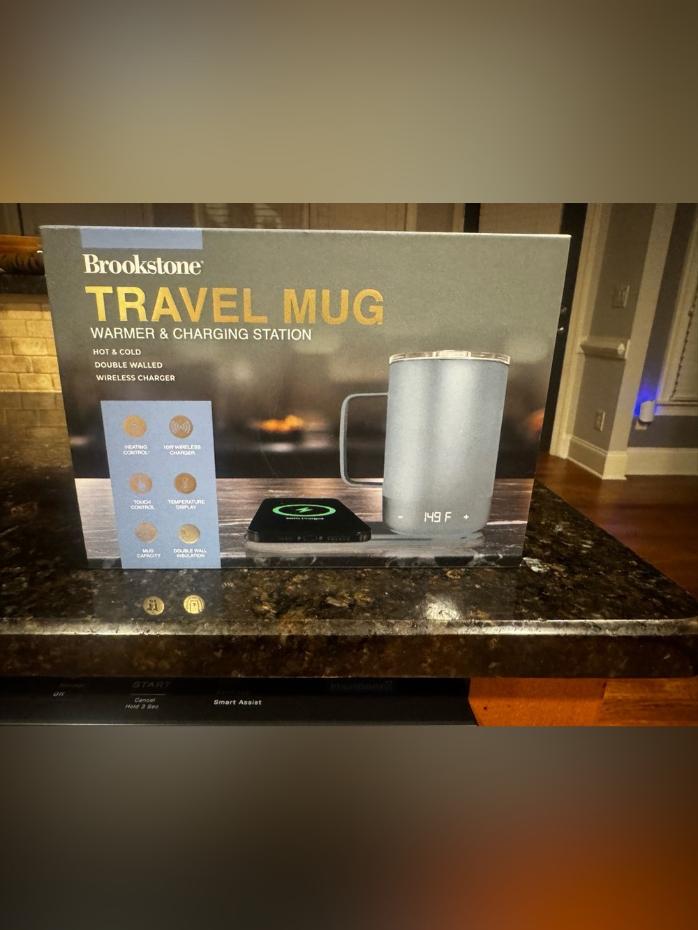 Blackstone Travel Mug Warmer & Wireless Charger - Black and Gold Accents